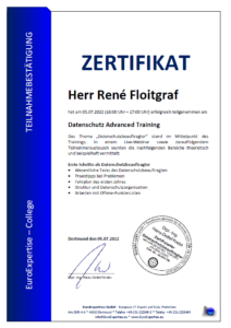 Datenschutz Advanced Training - Organisation des Datenschutzbeauftragten