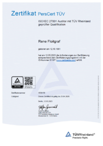 ISO/IEC 27001 Auditor mit TÜV Rheinland geprüfter Qualifikation