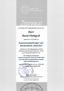 Zertifikat / ISO 17024:2012 / gültig bis 2028