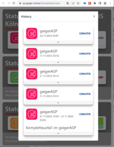 Statusseite geigerASP - Komplettausfall!