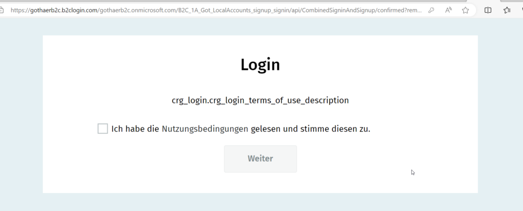 Login-Seite der Gothaer. Wieder ein seltsamer Link und ein fehlender Textbaustein.